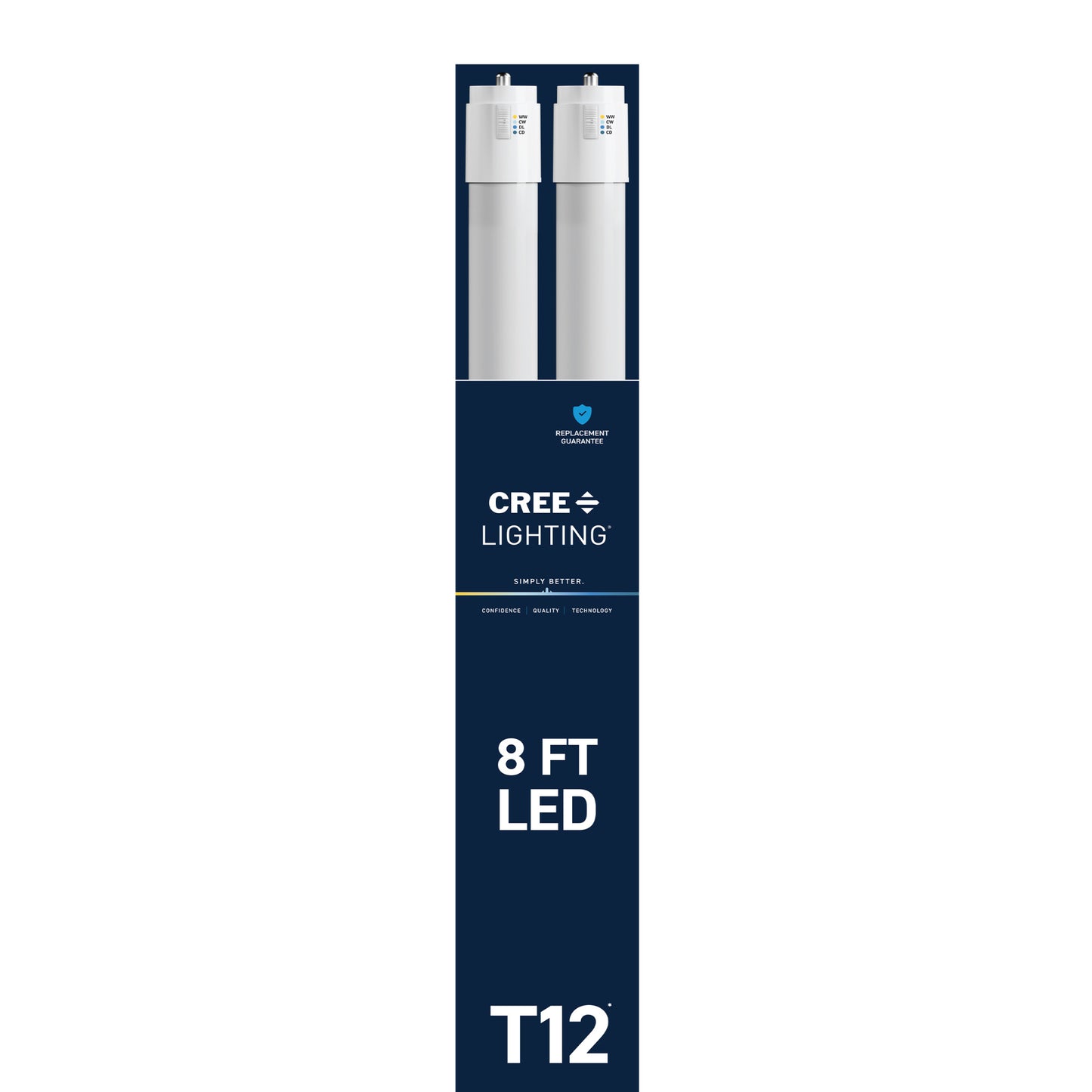 40W 8ft T12 Switchable White FA8 Base Non-Dimmable LED Linear Light Tube (2 Pack)