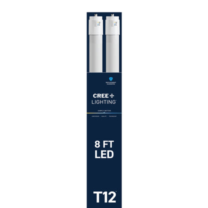 40W 8ft T12 Switchable White FA8 Base Non-Dimmable LED Linear Light Tube (2 Pack)