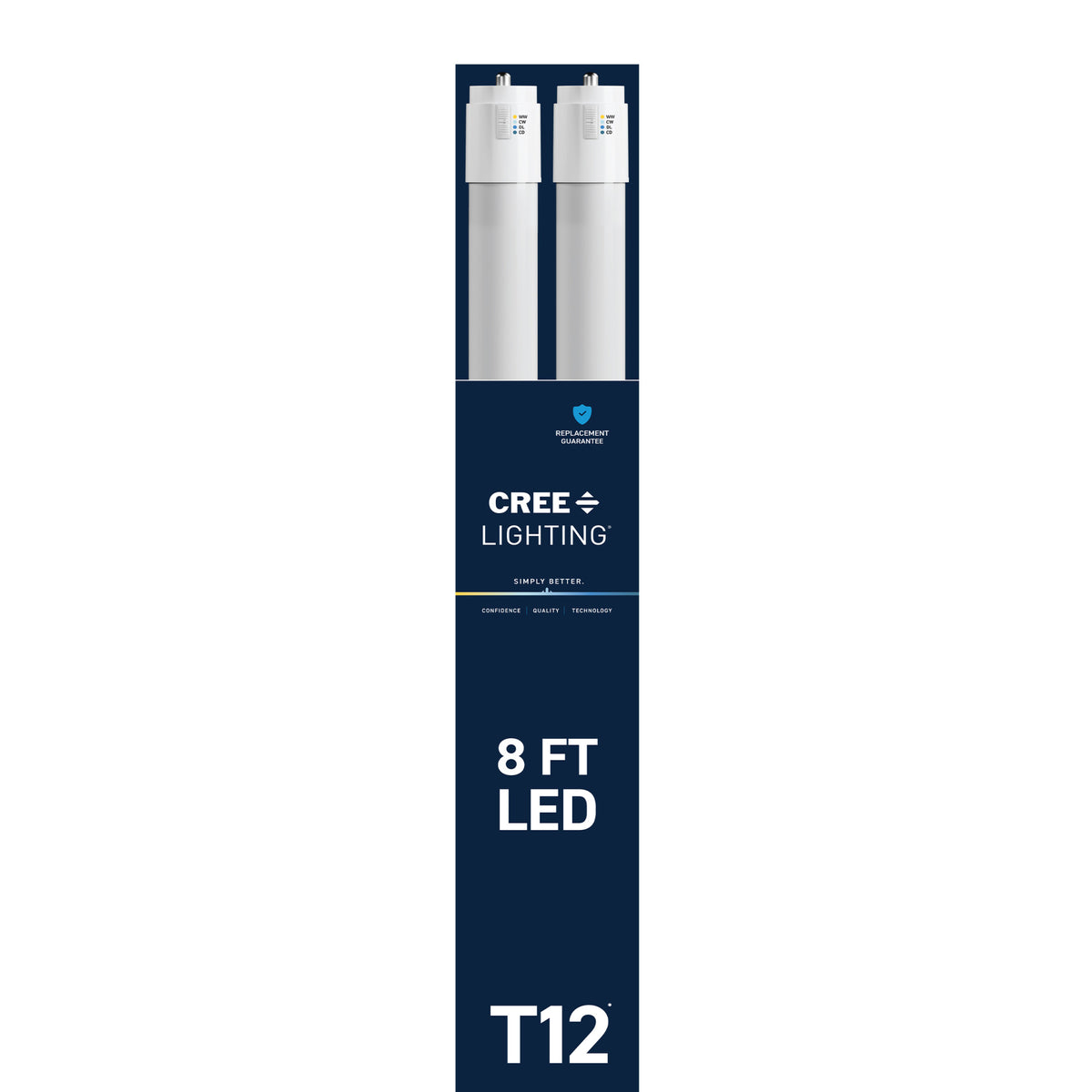 40W 8ft T12 Switchable White FA8 Base Non-Dimmable LED Linear Light Tube (2 Pack)