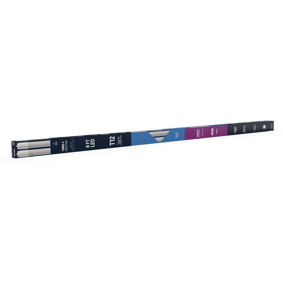 40W 8ft T12 Daylight FA8 Base Non-Dimmable LED Linear Light Tube (2 Pack)