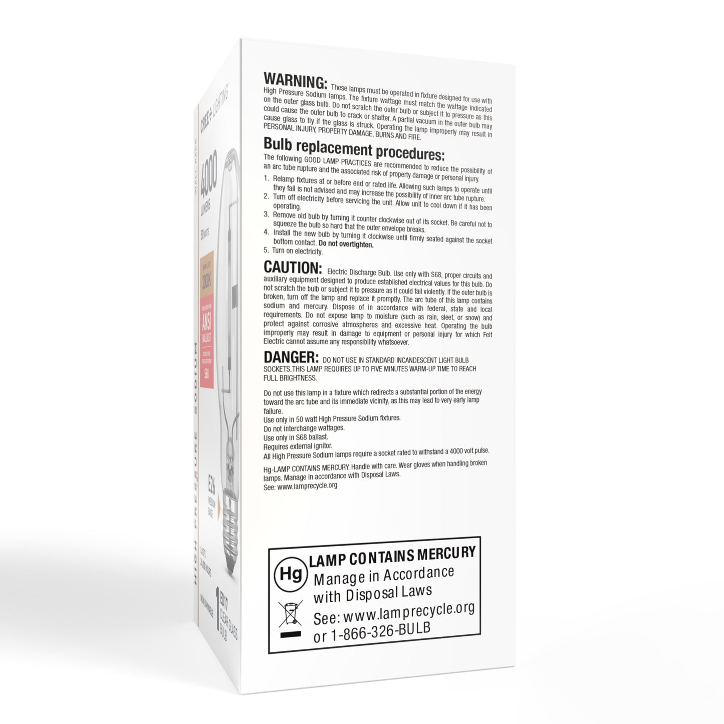 50W ED17 E26 Medium Base Warm Light Clear High Pressure Sodium HID Light Bulb