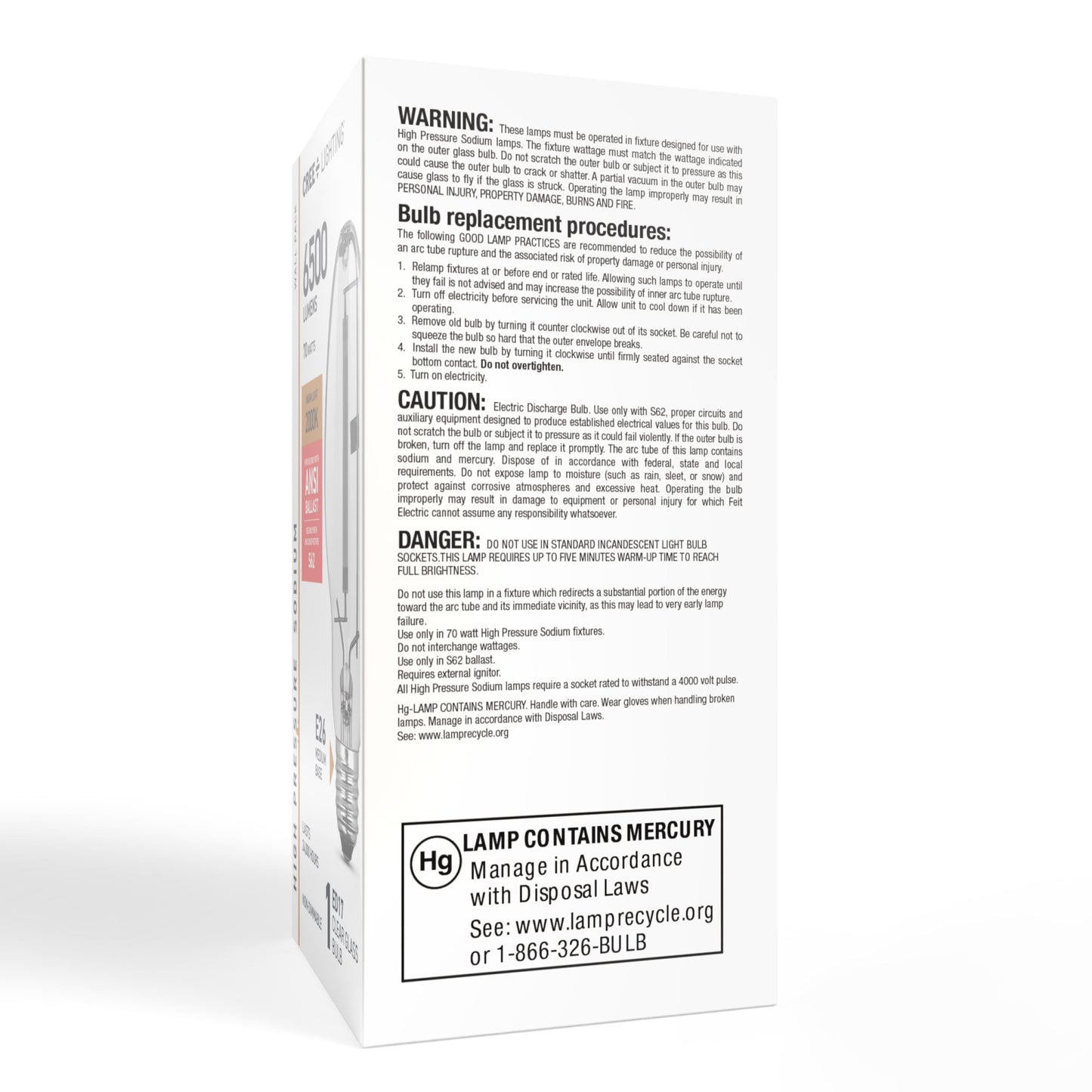 70W ED17 E26 Medium Base Warm Light Clear High Pressure Sodium HID Light Bulb