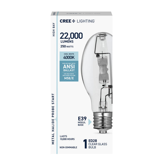 250W Cool White ED28 E39 Mogul Base Clear Metal Halide HID Light Bulb