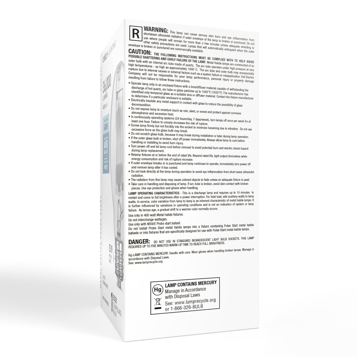 400W ED28 E39 Mogul Base Cool White Clear Metal Halide HID Light Bulb