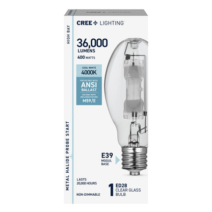 400W ED28 E39 Mogul Base Cool White Clear Metal Halide HID Light Bulb