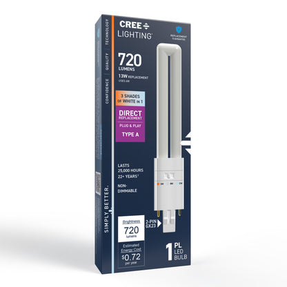 13W Replacement Twin Tube PL GX23 Base 3 Shades LED Light Bulb