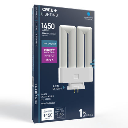 27W Replacement PL 4-pin GX10Q-4 Base Cool Daylight LED Light Bulb