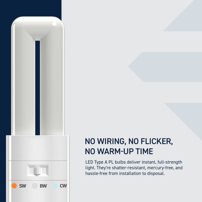 7W Replacement Twin Tube PL G23 Base 3 Shades LED Light Bulb