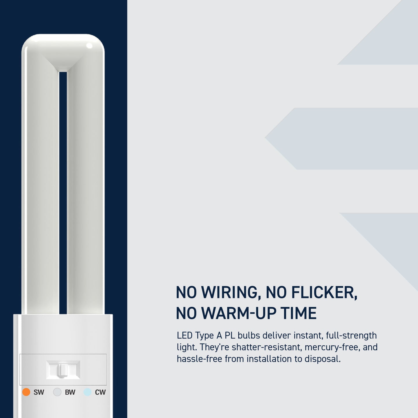 9W Replacement Twin Tube PL G23 Base 3 Shades LED Light Bulb