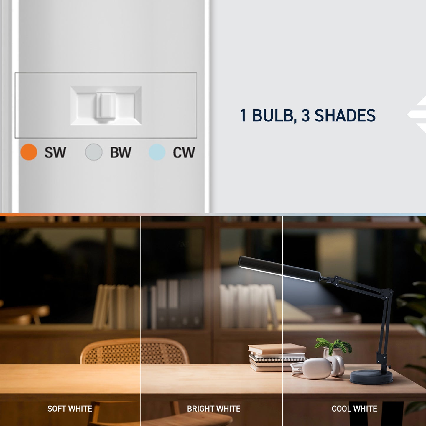 9W Replacement Twin Tube PL G23 Base 3 Shades LED Light Bulb