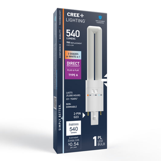 9W Replacement Twin Tube PL G23 Base 3 Shades LED Light Bulb