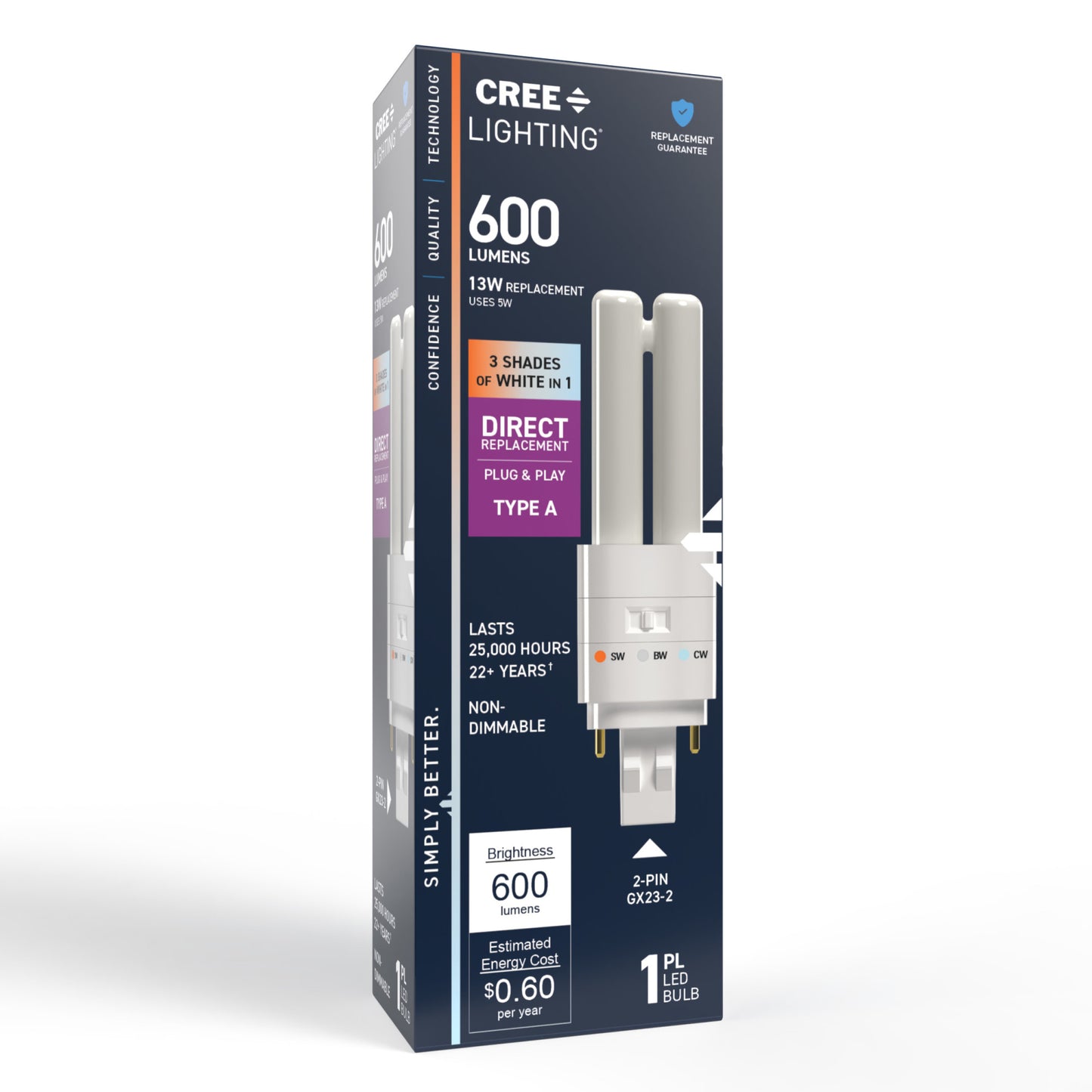 13W Replacement Double Twin Tube PL GX23-2 Base 3 Shades LED Light Bulb