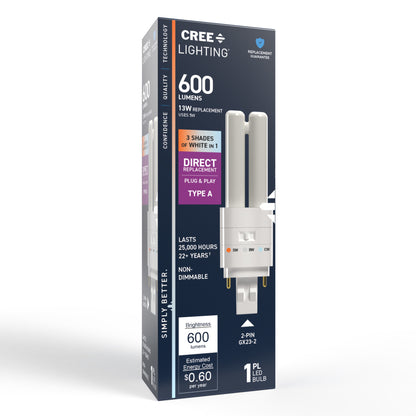 13W Replacement Double Twin Tube PL GX23-2 Base 3 Shades LED Light Bulb