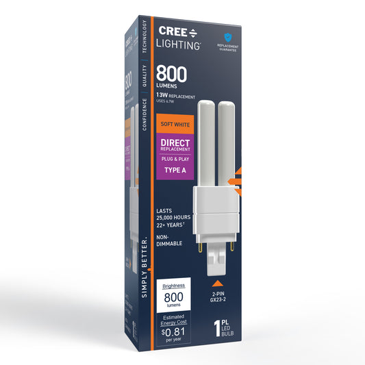 13W Double Twin Tube PL GX23-2 Base Soft White LED Light Bulb