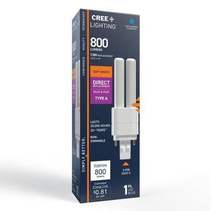 13W Double Twin Tube PL GX23-2 Base Soft White LED Light Bulb