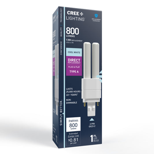 13W Replacement Double Twin Tube PL GX23-2 Base Cool White LED Light Bulb