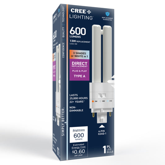 13W Replacement Double Twin Tube PL GX24q-1 Base 3 Shades LED Light Bulb