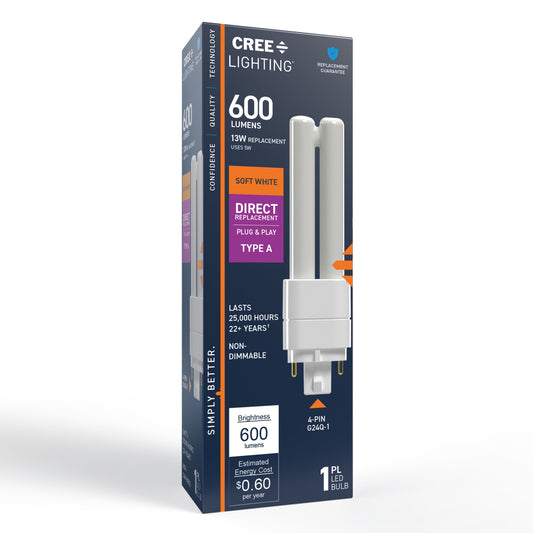 13W Replacement Double Twin Tube PL GX24q-1 Base Soft White LED Light Bulb