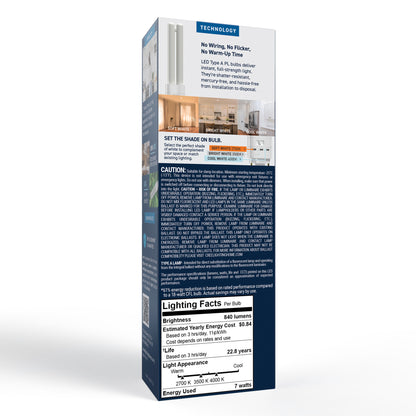 18W Replacement Double Twin Tube PL GX24q-2 Base 3 Shades LED Light Bulb