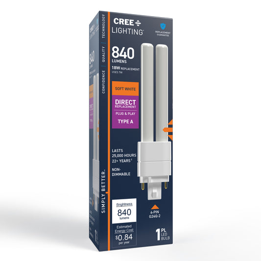 18W Replacement Double Twin Tube PL GX24q-2 Base Soft White LED Light Bulb