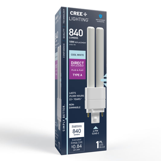 18W Replacement Double Twin Tube PLD G24q-2 Base Cool White LED Light Bulb