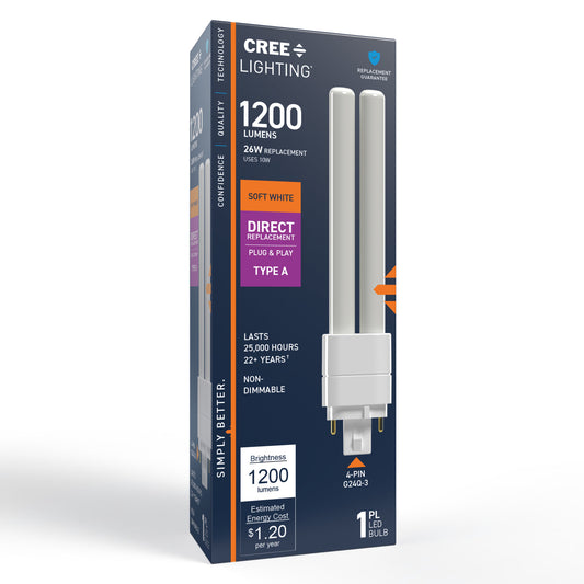 26W Replacement Double Twin Tube PL G24q-3 Base Soft White LED Light Bulb