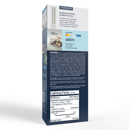 26W Replacement Double Twin Tube PL G24q-3 Base Cool White LED Light Bulb