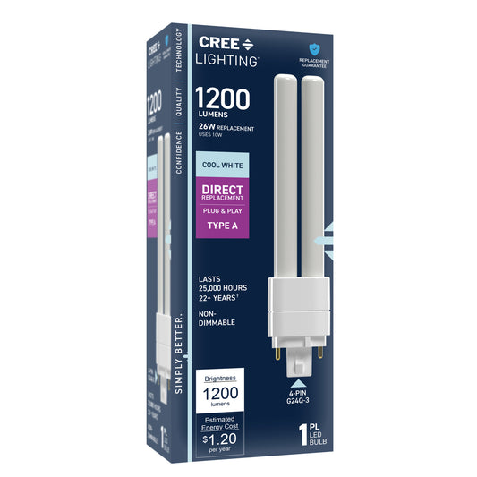 26W Replacement Double Twin Tube PL G24q-3 Base Cool White LED Light Bulb