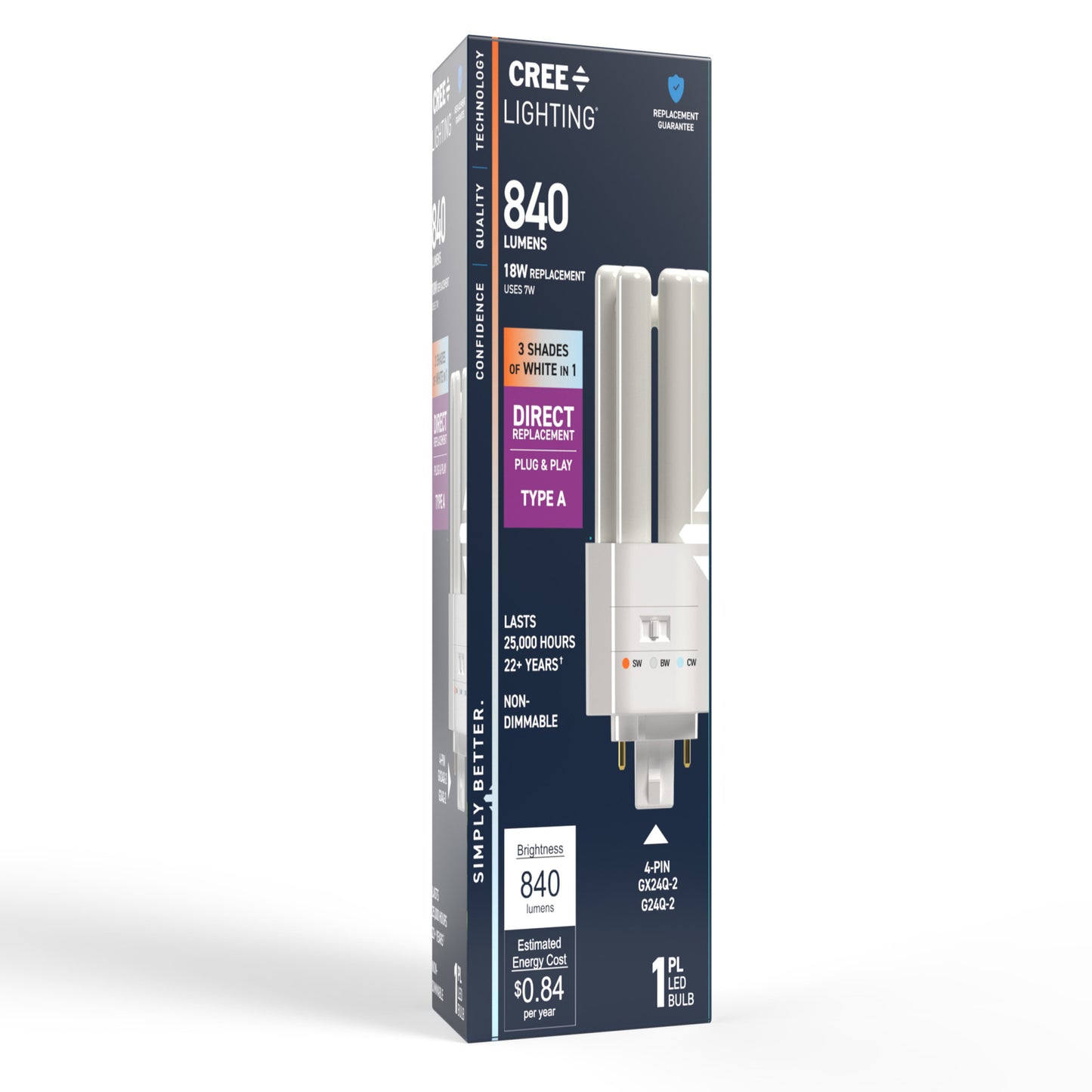 18W Replacement Triple Twin Tube PL GX24q-2 Base 3 Shades LED Light Bulb