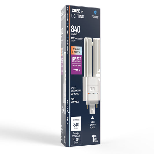 18W Replacement Triple Twin Tube PL GX24q-2 Base 3 Shades LED Light Bulb