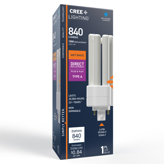 18W Replacement Triple Twin Tube PL GX24q-2 Base Soft White LED Light Bulb