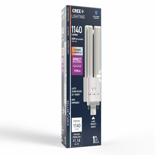 26W Replacement Triple Twin Tube PL GX24q-3 Base 3 Shades LED Light Bulb