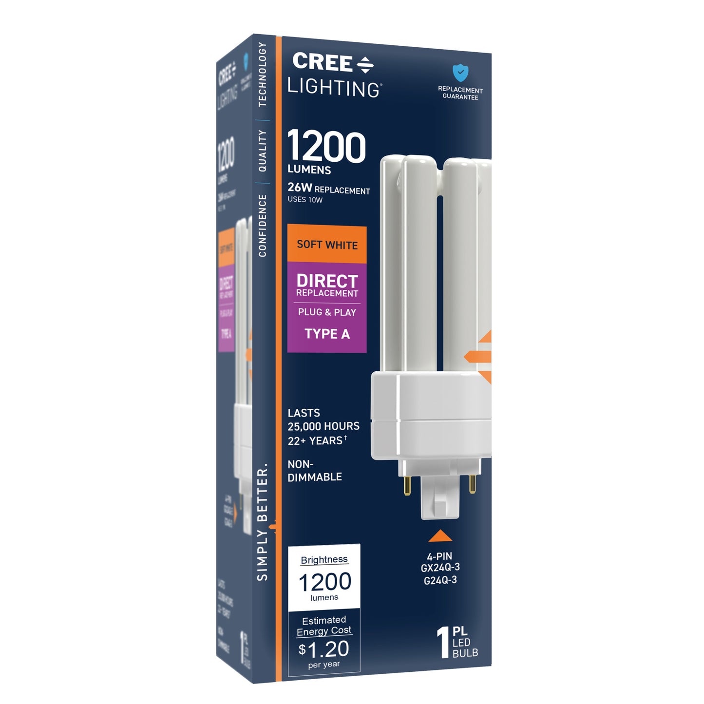 26W Replacement Triple Twin Tube PL GX24q-3 Base Soft White LED Light Bulb