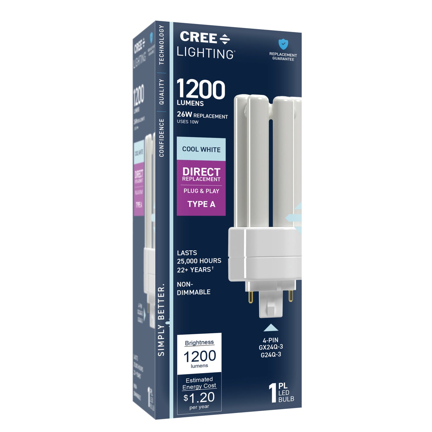 26W Replacement Triple Twin Tube PL GX24q-3 Base Soft White LED Light Bulb