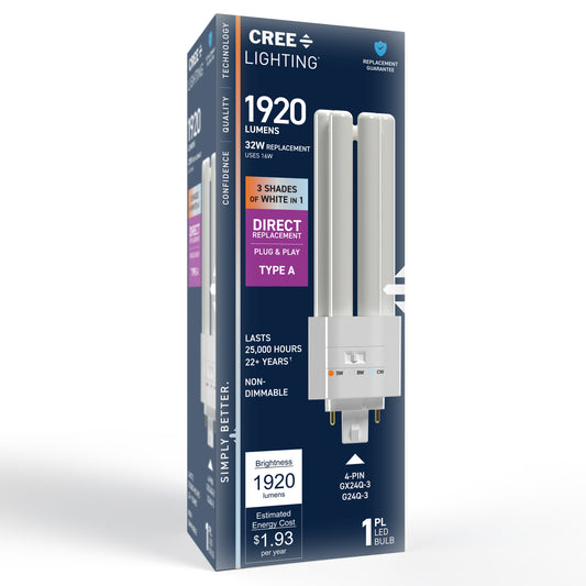 32W Replacement Triple Twin Tube PL GX24q-3 Base 3 Shades LED Light Bulb