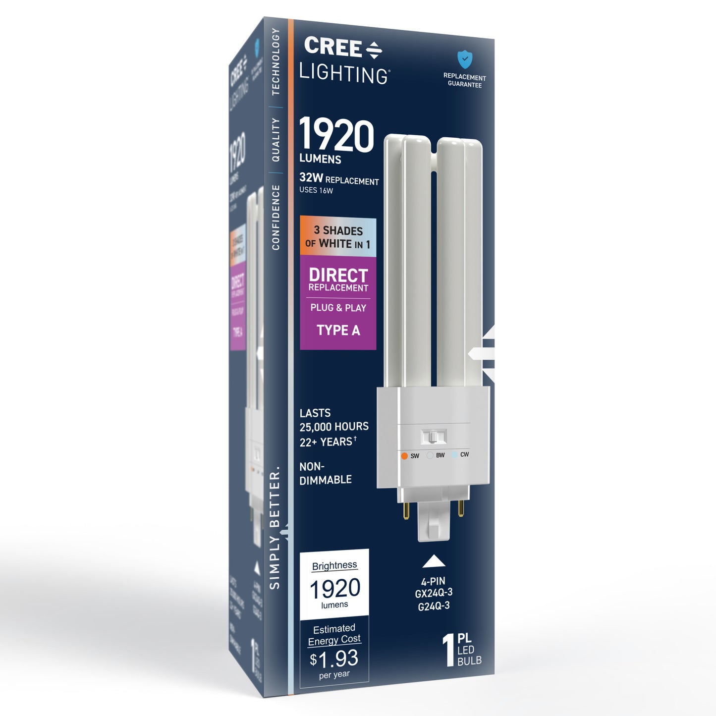 32W Replacement Triple Twin Tube PL GX24q-3 Base 3 Shades LED Light Bulb