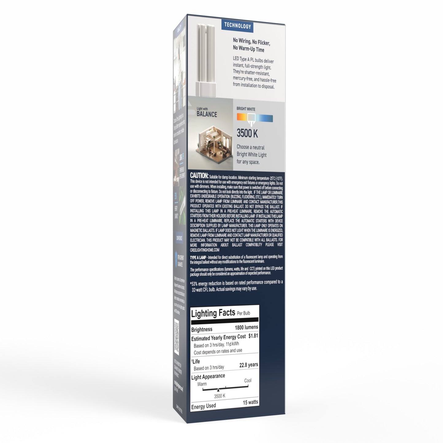 32W Replacement Triple Twin Tube PL GX24q-3 Base Bright White LED Light Bulb