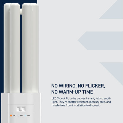 42W Replacement Triple Twin Tube PL GX24q-4 Base Switchable White LED Light Bulb