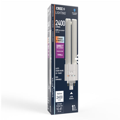 42W Replacement Triple Twin Tube PL GX24q-4 Base Switchable White LED Light Bulb