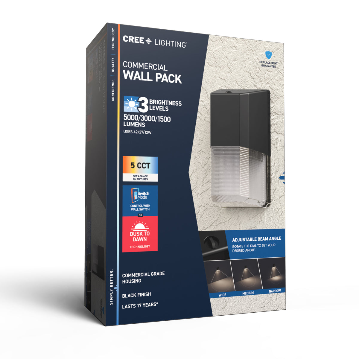 Commercial Mini Wall Pack with Adjustable Beam Angle, Dusk to Dawn, Adjustable Brightness
