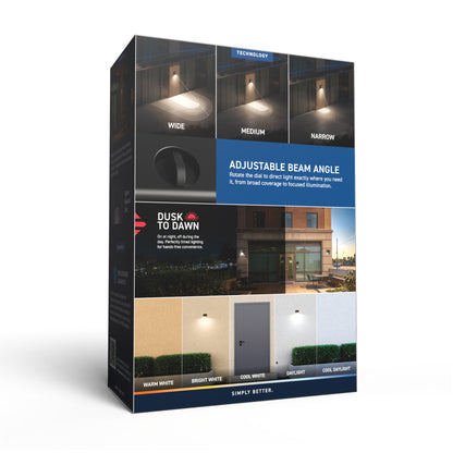 Commercial Mini Wall Pack with Adjustable Beam Angle, Dusk to Dawn, Adjustable Brightness