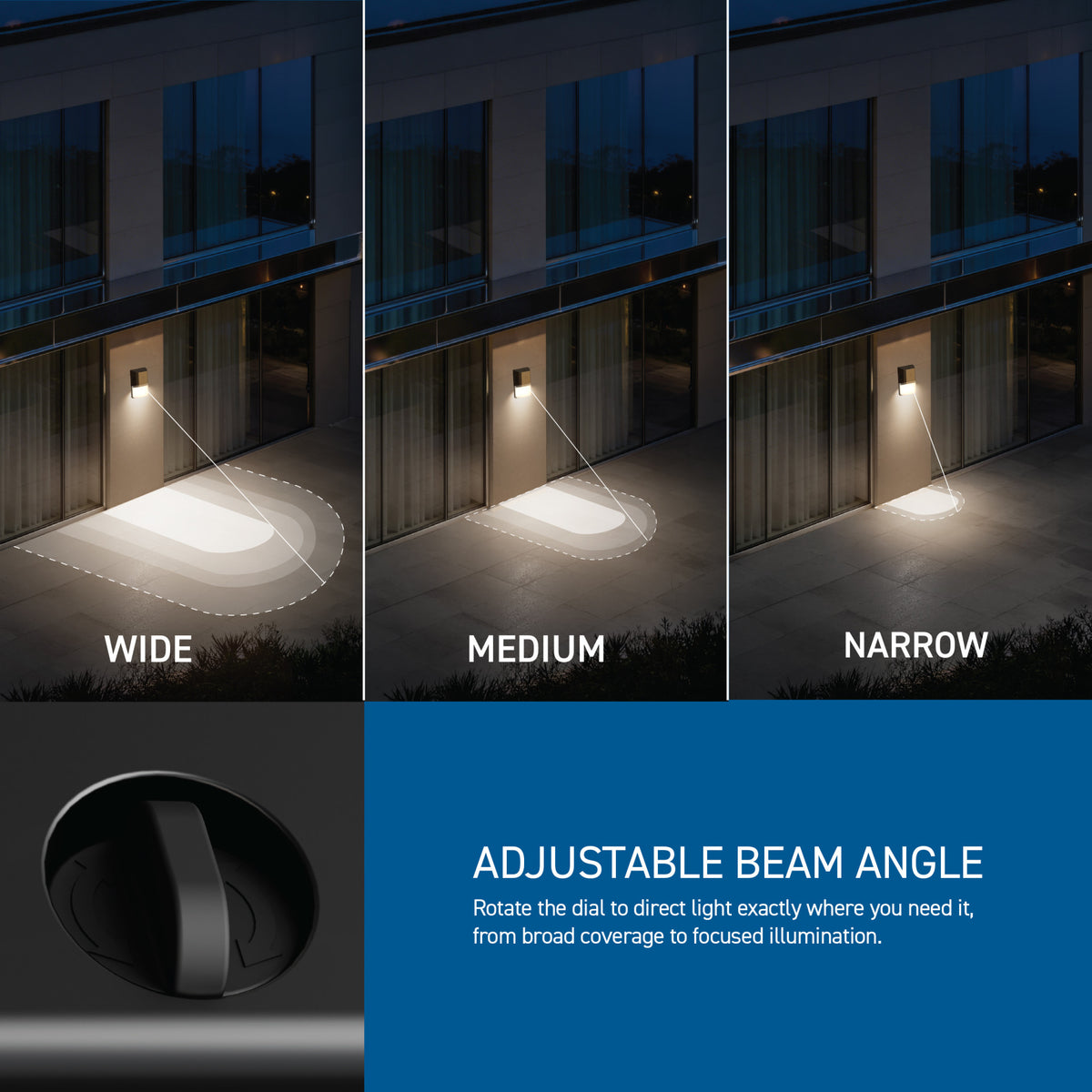 Commercial Mini Wall Pack with Adjustable Beam Angle, Dusk to Dawn, Adjustable Brightness