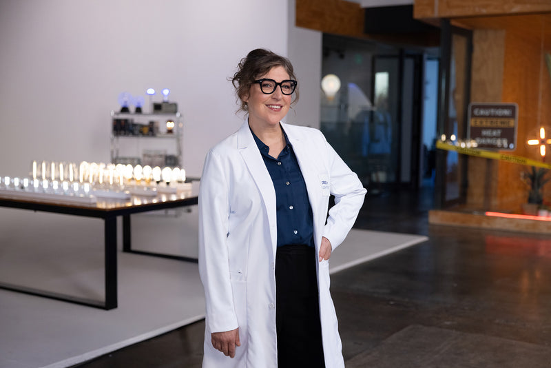 Mayim Bialik in cree lighting lab